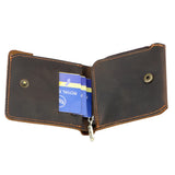 Royal Bagger Short Wallets for Men Crazy Horse Leather Slim Card Holder Genuine Cowhide Simple Vintage Zipper Coin Purse 1583